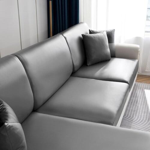 Waterproof Sofa Cover for Living Room Non-Slip Seat Cushion Cover Anti-Scratch Chaise Lounge Protector Thickened Solid Color