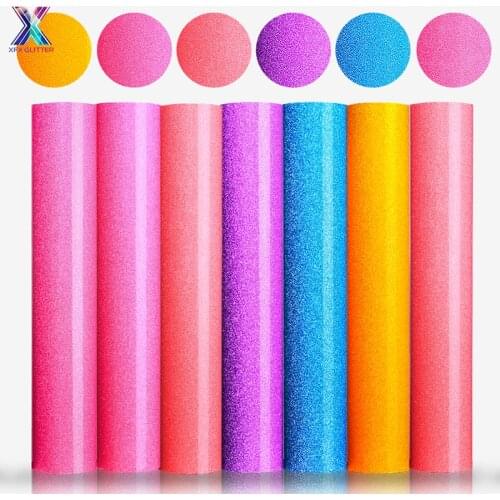 XINFANGXIU HTV 1 Sheet 25cmx150cm Candy Glitter Heat Transfer Vinyl Heat Press Cutting Plotter HTV Iron on Film DIY Cricut Vinyl