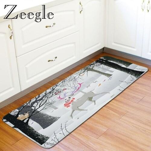 Zeegle Christmas Carpet Anti Slip Bathroom Doormat Absorbent Hallway Floor Rug Long Rectangle Sofa Foot Mat Washable Floor Rug