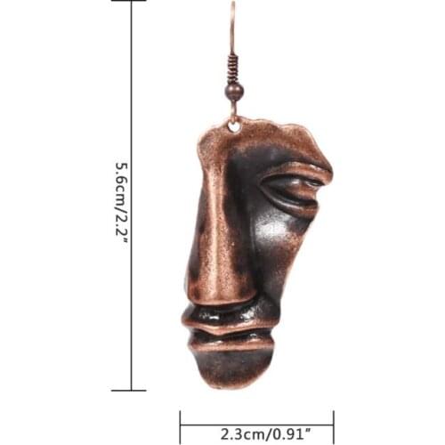 N7MF Antique Bronze Smooth Plane Abstract Art Face Earrings For Women Fashion Jewelry