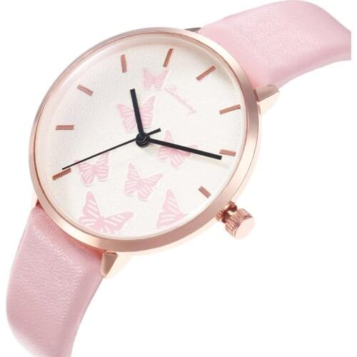 Women Romantic Starry Sky Dress Watch Leather Rhinestone Ladies Wrist Watch