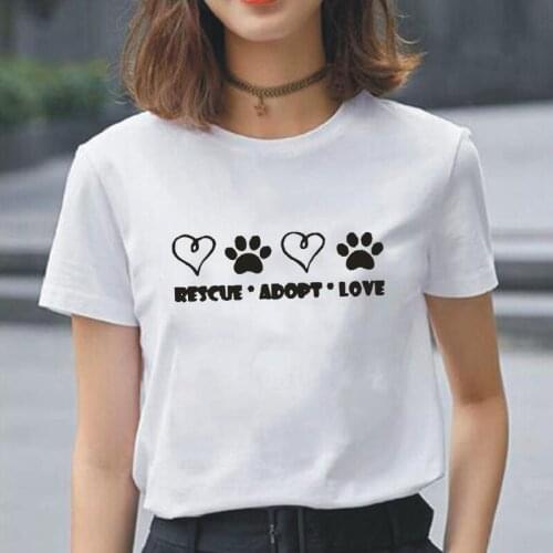 T-Shirt Women Tops Funny Dog Adoption Short Sleeve T Shirt Hipster Humor I Love Dogs Pet Tee Shirt Femme Plus Size Women T Shirt