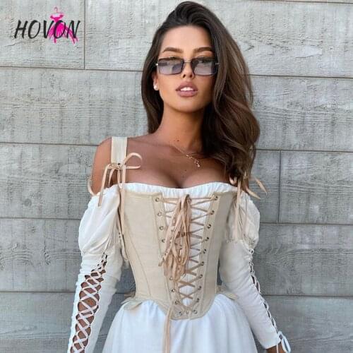 GINCCI Summer Boned Corset Bustier Bralette Crop Top Women Cut Out Sexy Club Lace Up Slim Bandage Sleeveless Camisole Tank Tops