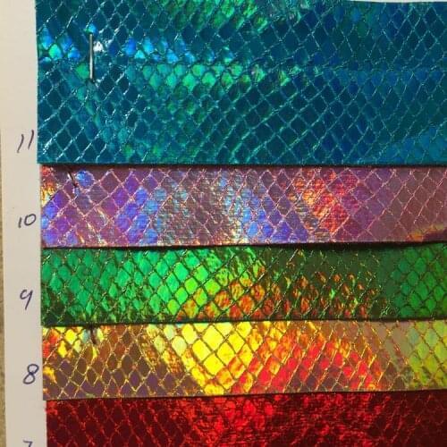 0.6MM thickness synthetic leather Holographic PU glitter small snake skin material JS3022