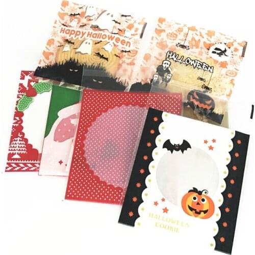 100pcs Halloween Gift Packaging OPP Bag Self Adhesive bags accessories biscuits candy christmas series Bags