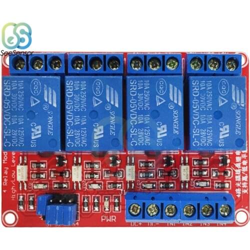 4 Channel Relay Module DC 5V 12V 24V High and Low Level Trigger Relay Control Board Shield with Optocoupler for Arduino