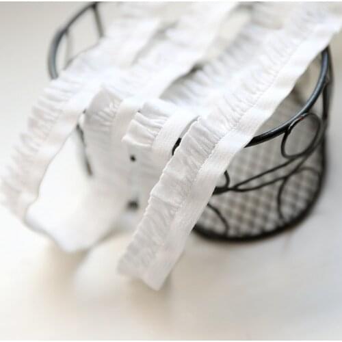 5 Meters/lot Milk White Elastic Lace Trim Ruffle Stretchy Lace Ribbon DIY Sewing Accessories 1.8cm