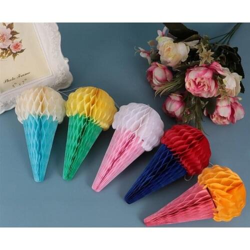 5pcs Honeycomb Ball Hanging Ornaments Paper Ice Cream Pendants Wedding Decoration Party Supplies