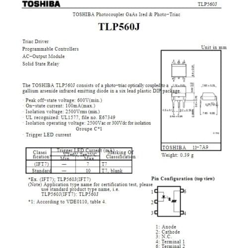 50pcs/Pack TLP124 TLP560J TLP160G TLP120GB TLP115A TLP127 TLP121 TLP120 TLP160 TLP560 NEW IN STOCK TOS Imported