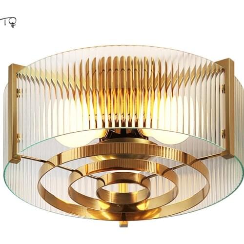 American Luxury Gold Lustre Glass Ceiling Lamp for Living Room Decoration Restaurant Bedroom Kitchen Light Fixture Corridor Cafe