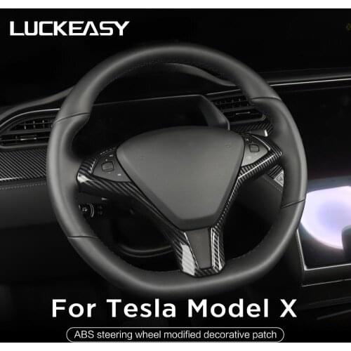 LUCKEASY Car steering wheel decorative patch for Tesla Model X/S 2017-2021 ABS steering wheel accessories decorative frame patch