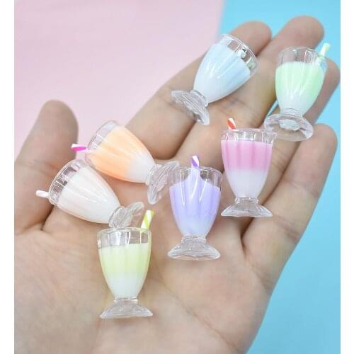 Free Shipping 10pcs 3D Milk Drink Cup Shape Resin Cabochons Ornament Accessories DIY Jewelry Findings Girls Hair Clip 16*16*30mm