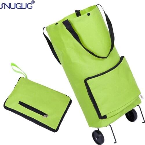 Folding Eco Large Food Supermarket Shopping Pull Cart Trolley Bag With Wheels Vegetables Bags Reusable Grocery Shopping Bags