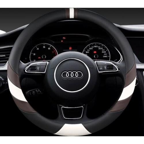 Car leather Steering-wheels Cover 37 38cm 15" non slip for Audi A1 A2 A3 A4 A5 A6 A7 A8l Q2 Q3 Q5 Q7 S1 S2 S3 Sportback Avant