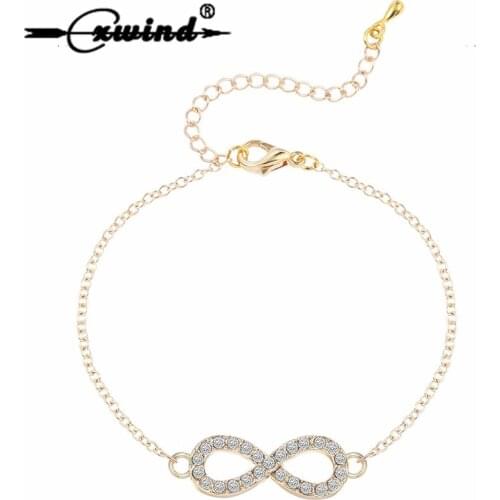 Cxwind Famous Full CZ Infinity 8 Bracelet Bangles Simple Infinity BFF Bangle Friendship Best friend Women Fashion Cuff Jewelry