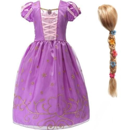 Girls Tangled Dress Kids Fancy Princess Costume Cartoon Movie Modeling Frock Toddler Purple Ball Gown Party Accessories