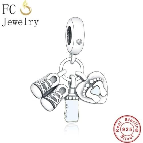 FC Jewelry Fit Original Brand Charm Bracelet 925 Sterling Silver Baby Pacifier Nipple Shoe Bead Pendant Berloque Handmade 2019