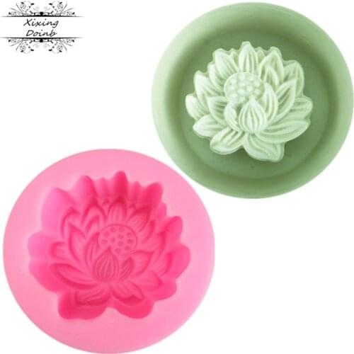 DIY lotus shaped silica gel mold chocolate fudge candy craft cake decoration tool soap moon cake cake mold