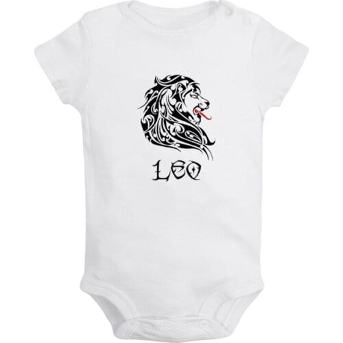 Constellation Leo Libra Aquarius Scorpio Tattoo Design Newborn Baby Boys Girls Outfits Jumpsuit Print Infant Bodysuit Clothes