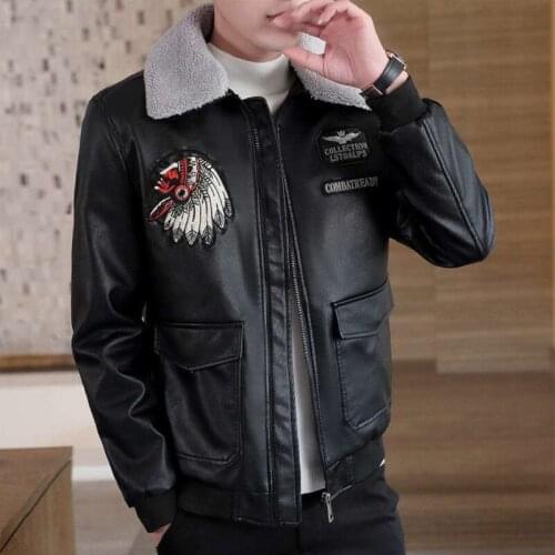 Korean Version of Loose Lapel PU Fur One Plus Cotton Jacket Mens New Middle-aged Casual Leather Jacket Japanese Streetwear Men