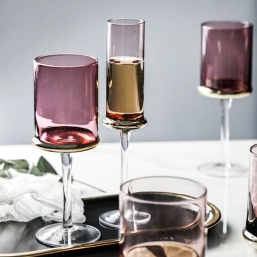 Creative champagne glasses Europe style wine glasses purple water glass metal base wedding glasses drinking glass friend gifts