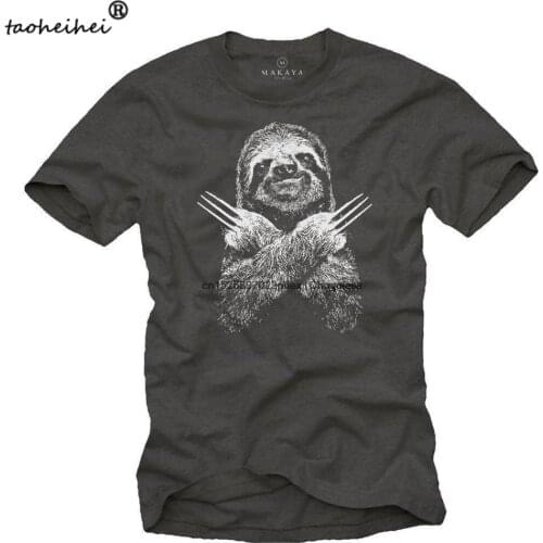 Makaya Funny Animal T Shirt for Men Cool Sloth Gift Gray S XXXXXL