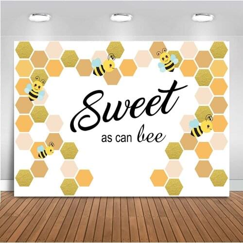 Neoback Sweet as can Bee Photo Background Newborn Baby Shower Backdrop for Photography Party Decoration Banner Computer Printed