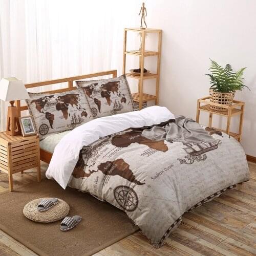 Nautical World Map Print Bedding Set Home Textiles Bed Sheet Duvet Cover Pillowcase Single Double Bed Set