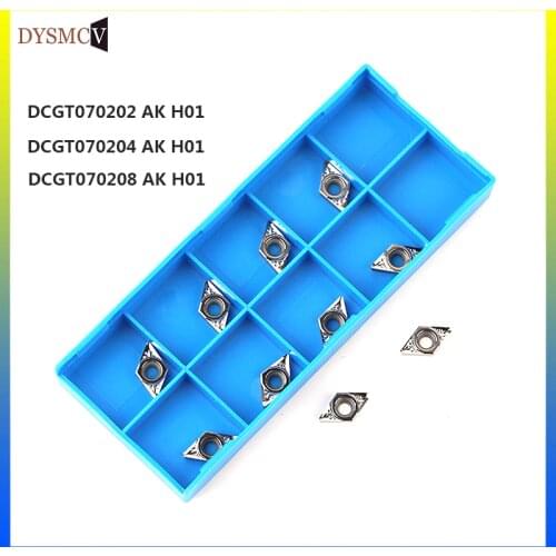 10pcs DCGT070202 DCGT070204 DCGT070208 AK H01 100% original Aluminum Turning Inserts CNC Lathe Cutter Aluminum Processing Tool
