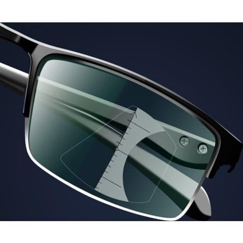 Outdoor Photochromic Multifocal Reading Glasses Men Anti-Blue Light Progressive Shade the sun Spectacles Presbyopic Glasses 1.5