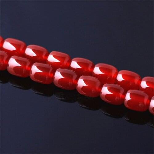 RONGQING Natural Red Barrel Beads Semi-finished Products Transport Beads Loose for DIY Jewelry Making Accessories