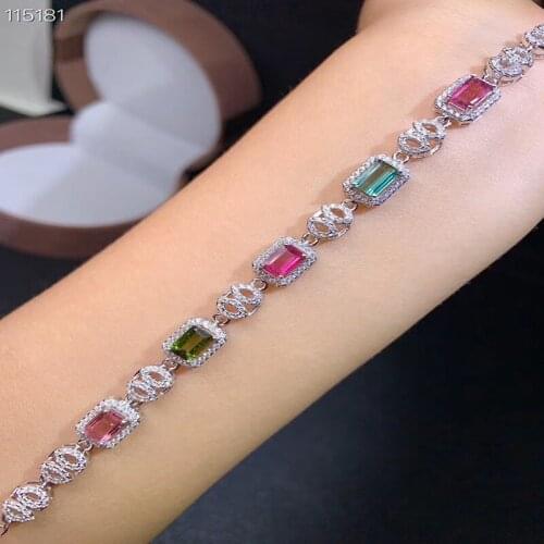 Natural Tourmaline Bracelet October Birthstone For Women Distinctive Weddings S925 Silver Fine Jewelry Top Quality Certificate