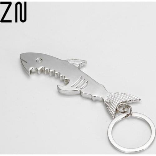 ZN New Shark Bottle Opener Keychain shaped Zinc Alloy Beer Bottle Opener Women Men Key Ring Unique Creative Gift