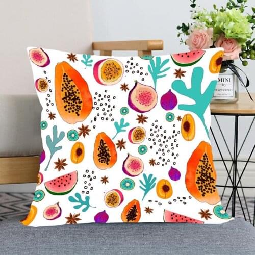 New Arrival Fruit Pattern Pillowcase Wedding Decorative Pillow Cover Custom Printed Soft Satin Fabric Pillow Cases Not Fade