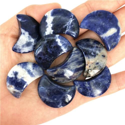 Wholesale 1pc Natural Blue Sodalite Moon Shaped Crystal Gemstone Healing Chakra Polished Natural Quartz Crystals