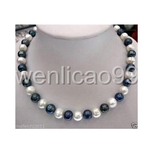 8-9mm Natural Black & White freshwater Cultured Pearl Fashion Necklace