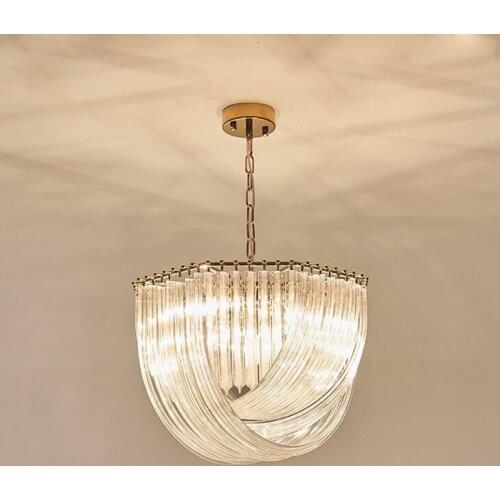 Light luxury personality glass bend crystal restaurant postmodern chandelier American country villa designer living room lamps