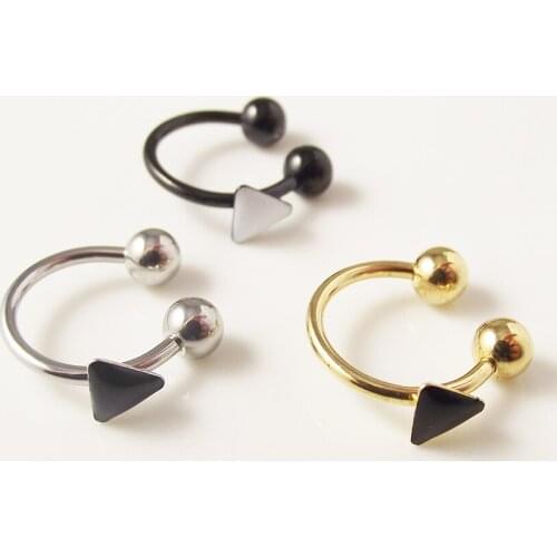SaYao 2 Piece Surgical Stainless Steel Circular Barbells Horseshoe oil drip Triangel Nose Ring Lip BCR Body tragus Ear Piercing