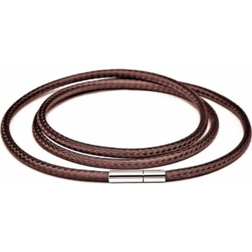 Necklace cord 1~3mm stainless steel clasp Pendant rope silver PU braided leather cord necklace for Crystal jewelry making