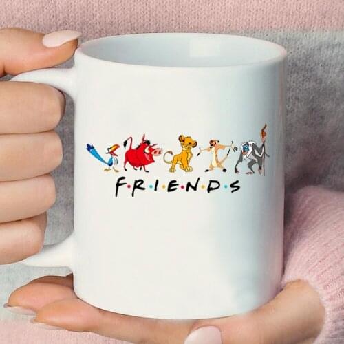 Cute Cartoon Mug Simba and His Friends Coffe Mug Animal Kingdom Funny Cartoon Tea Cup Kawaii Mugs
