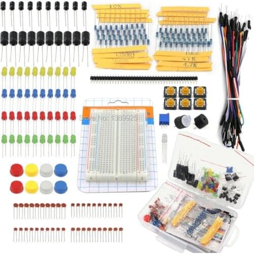 Starter Kit Resistor /LED / Capacitor / Jumper Wires / Breadboard Resistor Kit with Retail Box for arduino Diy Starter Kit