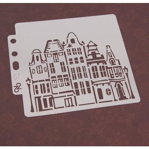 Castle Layering Stencils graffiti hand copied board hollowed out photo album graphic spray painting tool