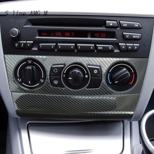 Carbon fiber Car Console Air Conditioning Knob Frame Decoration Auto Sticker Trim For BMW 1 Series E81 coupe Volume Button Frame
