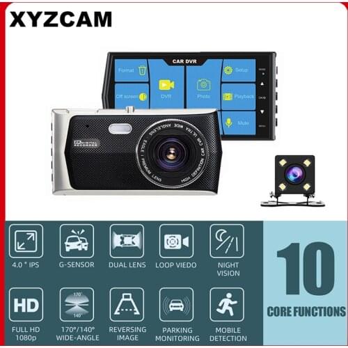 Dual Dash Cam 4.0 Inch Touch Screen Video Recorder Camera 170 Wide Angle Dash Cam G-Sensor And Night vision Camcorder