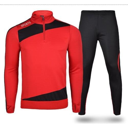 High Quality breathable Long Sleeve soccer jersey set football jersey training pants suit male sportswear set