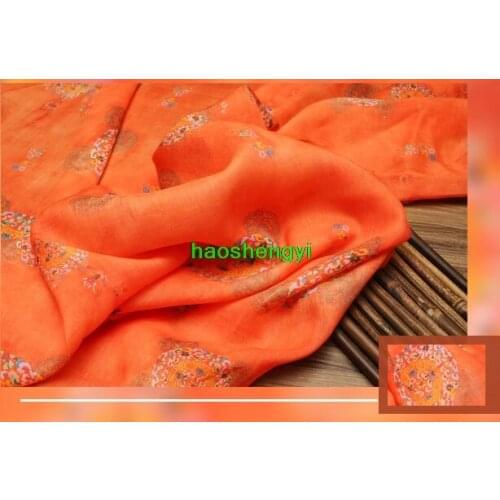 High-end cheongsam dress gown linen digital printing garment fabric