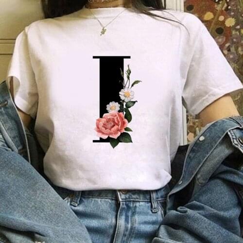 2021 Women Tshirt 26 English Alphabet Print Fashion Harajuku Casual 90s Female tee Tops Summer Couples Lovers Ladies T-Shirt