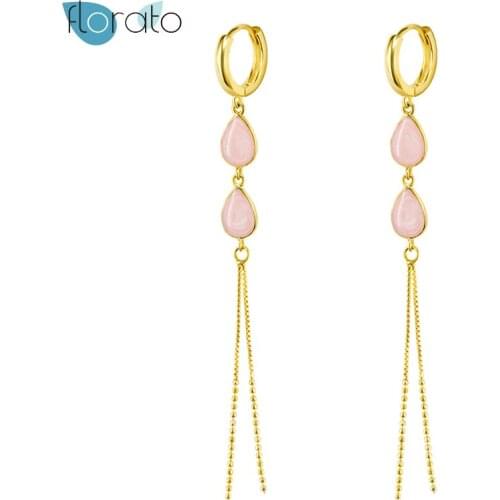 Moonlight Opal Crystal Long Tassel Earrings for Women 925 Silver Ear Buckle Water Drop Dangling Earrings Party Wedding Jewelry