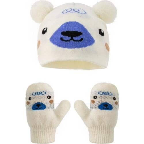 Winter Hat Gloves Set Kids Girl Baby Beanie Boy Bear Autumn Warm Skiing Accessory For Toddlers