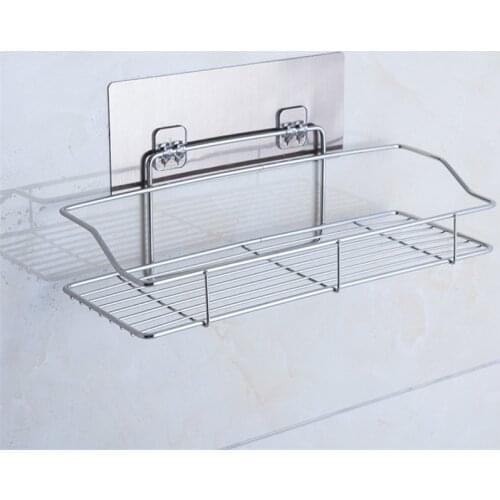 1Pcs Stainless Steel Bathroom Storage Shelf Punch-Free Kitchen Bathroom Toilet Wall Hanging Storage Rack